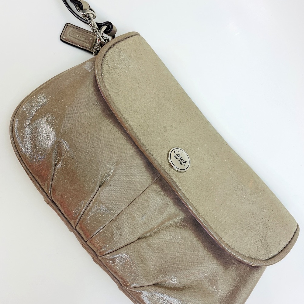 Coach Clutch Wristlet 9inch Shimmery Leather Bag